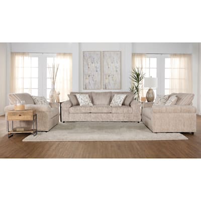 Roundhill Furniture Nason Wide Wale Corduroy Sofa, Loveseat, and Cuddle Chair Set