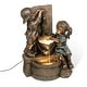 preview thumbnail 4 of 10, Glitzhome 26"H Polyresin Boy Girl LED Sculptural Outdoor Fountain