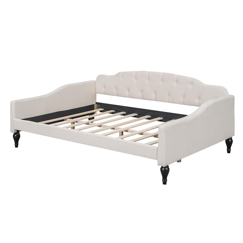 Modern Full Size Upholstered Wood Daybed with Multifunctional Design