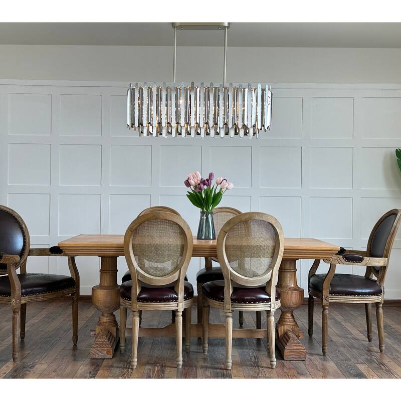 7-Light Luxury Soft Gold Stainless Steel Tiered Chandelier with Smoked Crystal Accents - W 39"
