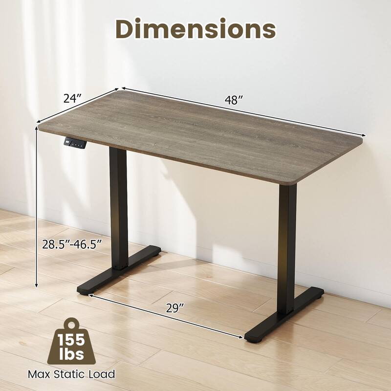 Costway 48” x 24” Electric Standing Desk with LED Display 2 Memory