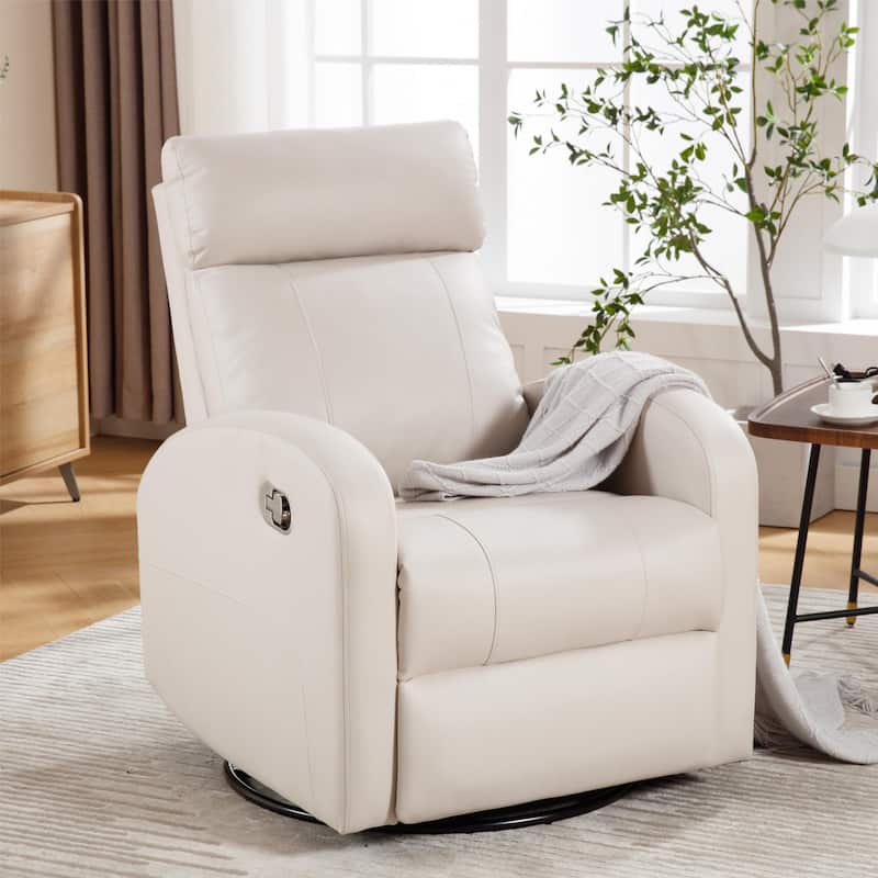 HOMYKA Modern Faux Leather Rocking Recliner with Swivel