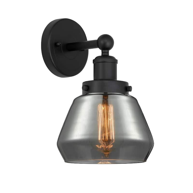 Innovations Lighting 616-1W-10-7 Fulton Sconce Fulton 10" Tall Wall - Matte Black / Plated Smoke