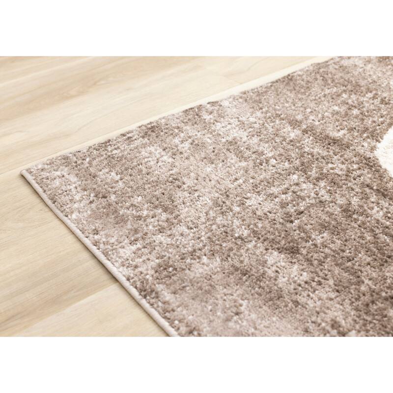 Cream Green Yellow Geometric Area Rug