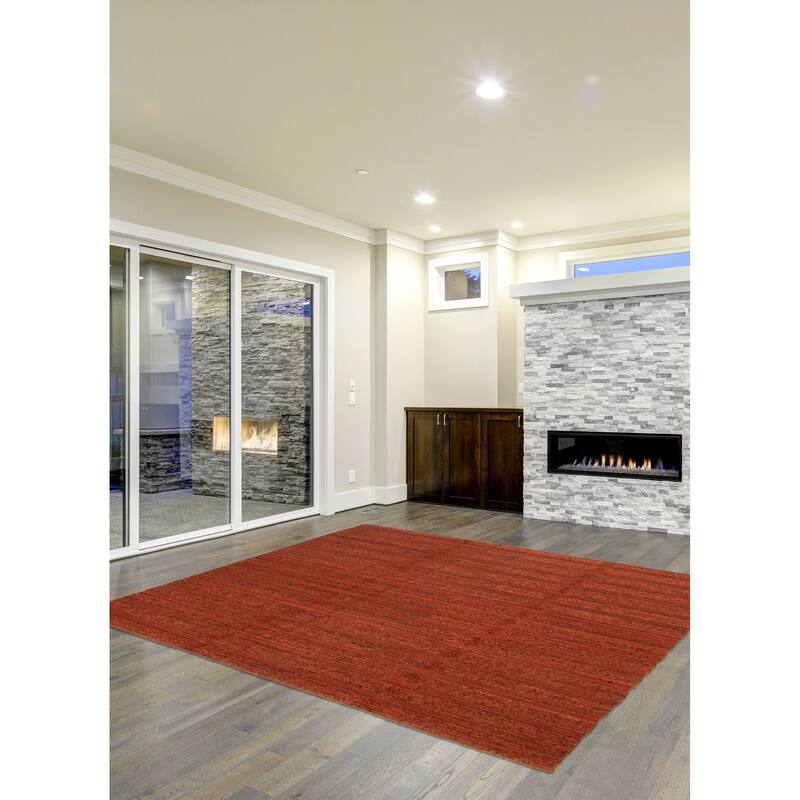 ECARPETGALLERY Flat-Weave Natural Burnt Orange Wool Tapestry Kilim - 8'2 x 8'1