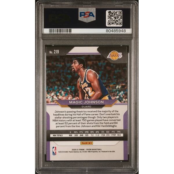 Magic Johnson 2020 Panini Prizm Basketball Card #219 Graded PSA 10 - Black  - 8'6" x 11'6" - Bed Bath & Beyond - 40997703