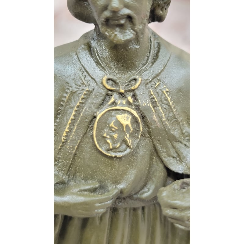 Bronze Saint Jude Sculpture Holding Staff – Religious Art On Marble Base