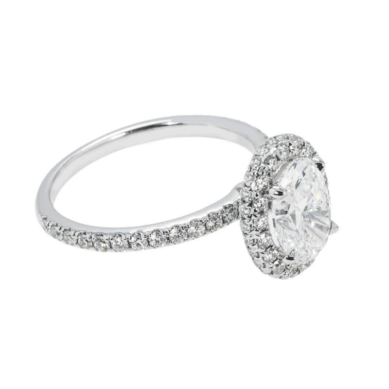 House Of Leon 18K White Gold 1.50ct Oval Diamond Engagement Ring W/ Halo 2.22ctw GIA