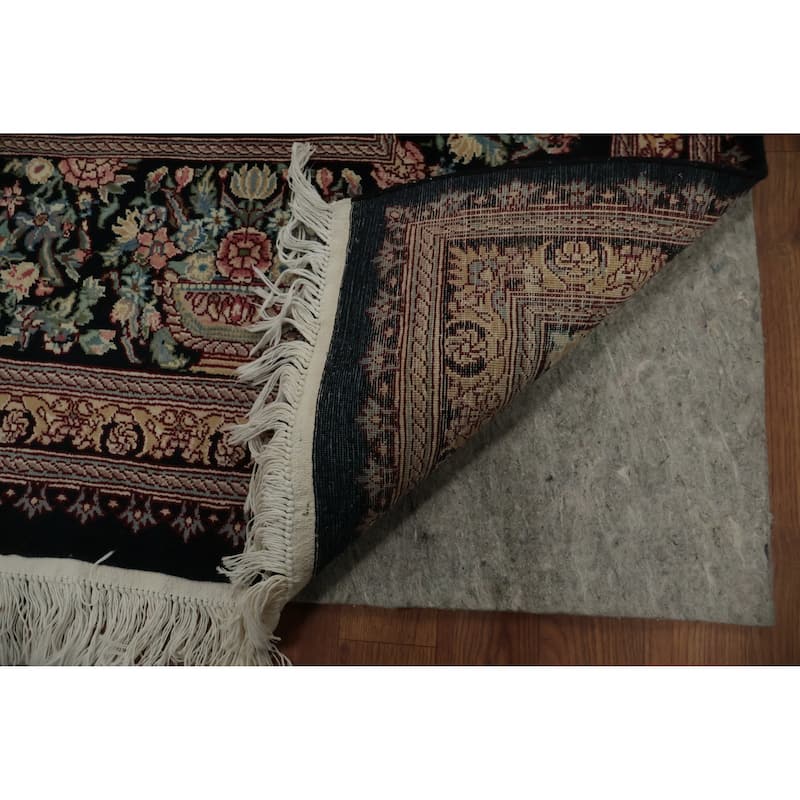 Hand Knotted Oriental 100% Wool Carpet Traditional Floral Black Aubusson Area Rug - 12' 4'' X 9' 0''