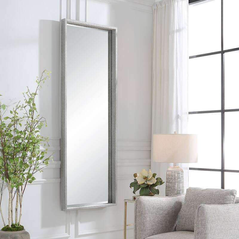 Rustic Style Rectangular Wall Mirror - 73.5" - Silver