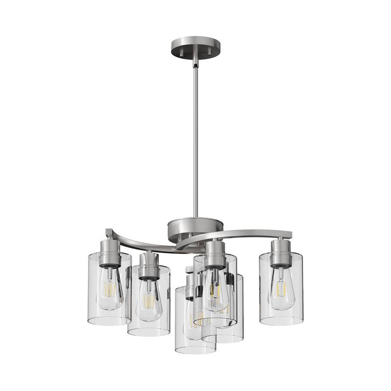 6-Light Modern Farmhouse Chandelier - Chrome