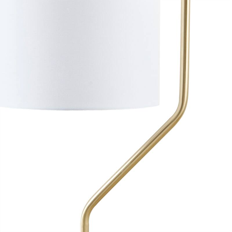 Cusp Barn 1-Light Metal Stand Gold Base Floor Lamp, Linen Drum Shaped Shade Floor Lamp for Living Room