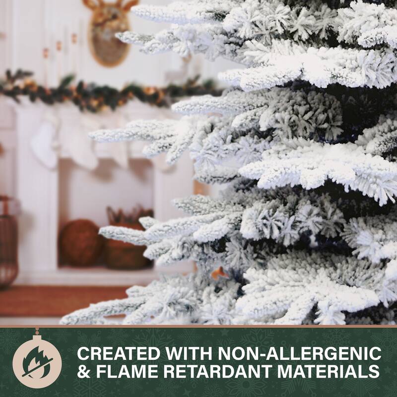 Fraser Hill Farm 9-Ft. Unlit Flocked Pine Valley Artificial Christmas Tree