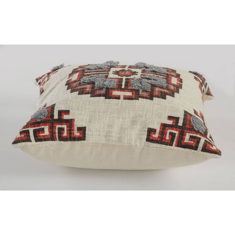 18" Red and Gray Rustic Medallion Square Throw Pillow