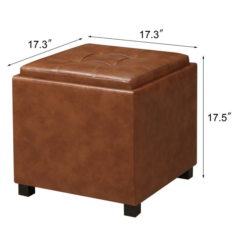 Adeco Storage Ottoman With Tray