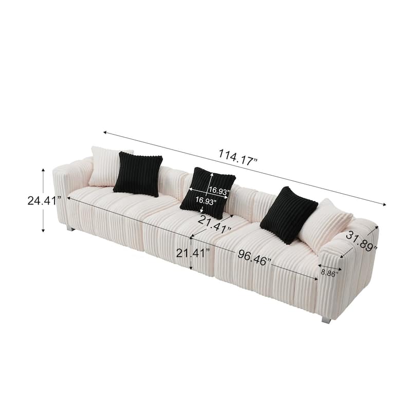 114.17" Foam 4-Seater Sofa with Solid Wooden Frame