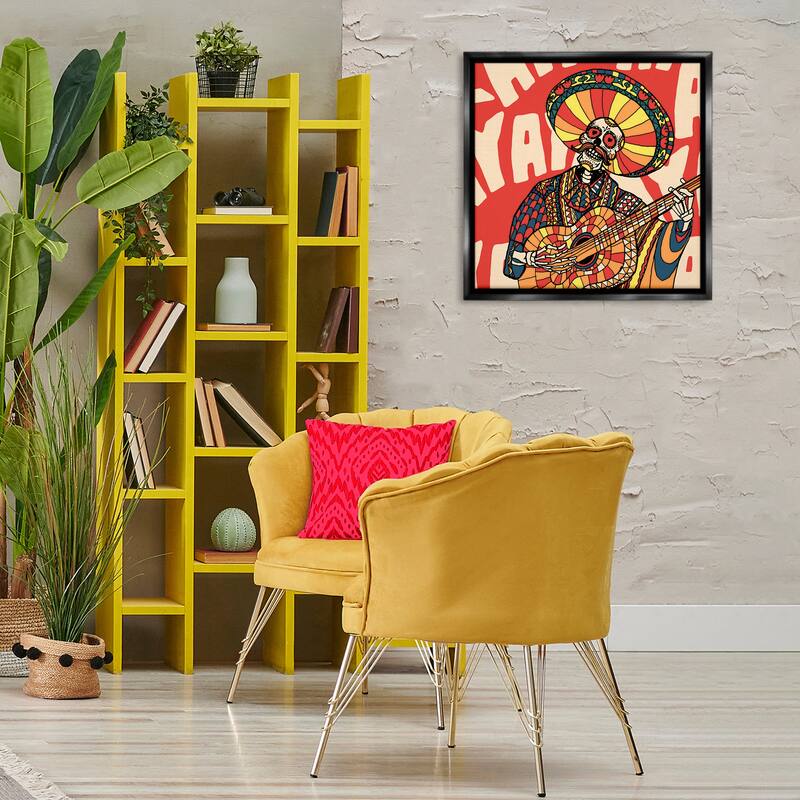 Stupell Day Of Dead Guitarist Skeleton Framed Floater Canvas Wall Art Design By Ali Gulec