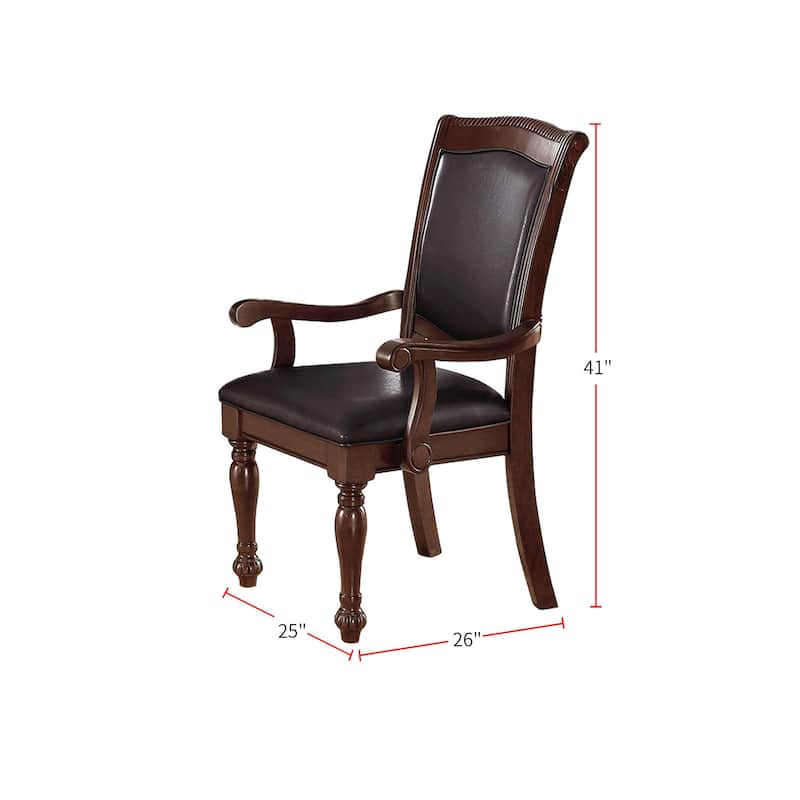 PU Upholstered Dining Arm Chair, Set Of 2, Brown