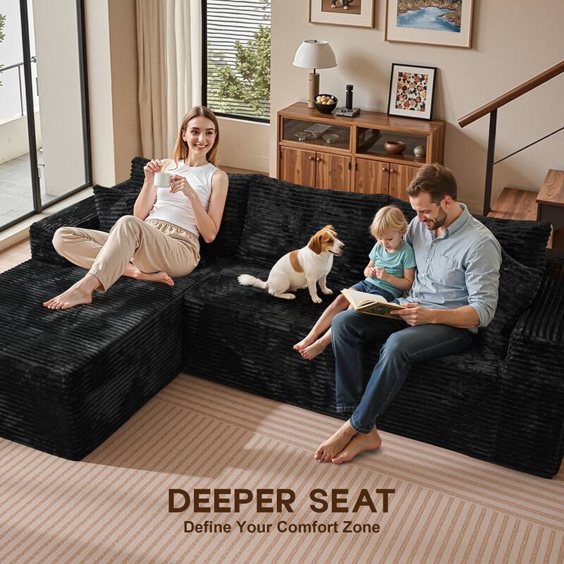 OVIOS All-Foam Plush L-Shaped Sofa​