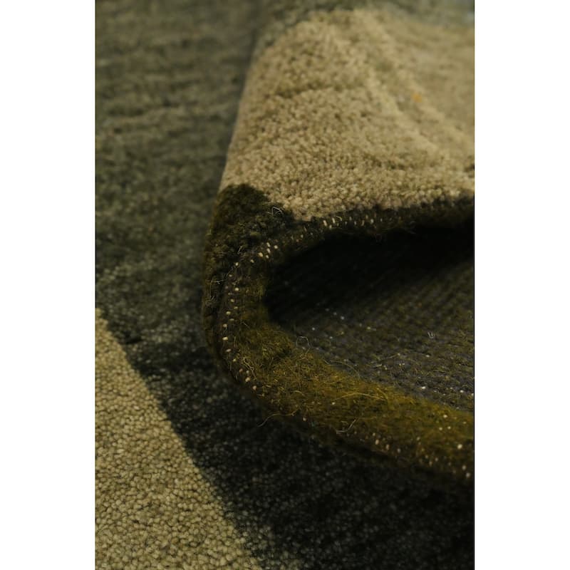 Hand Knotted Oriental 100% Wool Carpet Modern Solid Green Gabbeh Runner Rug - 12' 0'' X 3' 0''