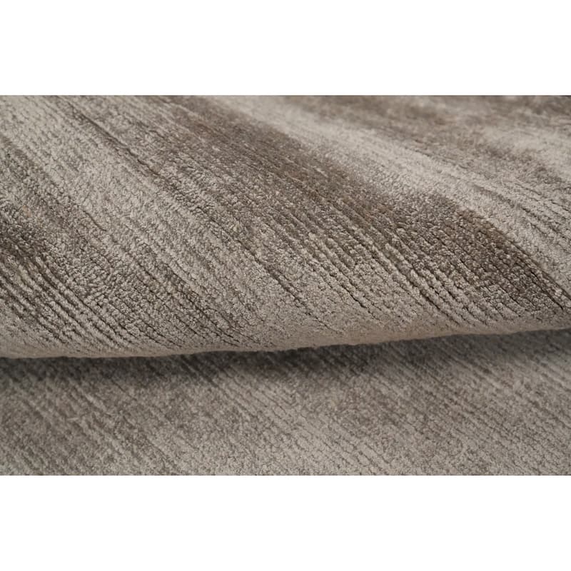 Hand Knotted Oriental Viscose Silk Carpet Modern Modern Brown Abstract Area Rug - 11' 4'' X 8' 1''