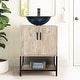 preview thumbnail 36 of 52, 24" Bathroom Vanity Sink Combo Oak Cabinet Vanity Tempered Glass/Ceramic Sink blue round sink
