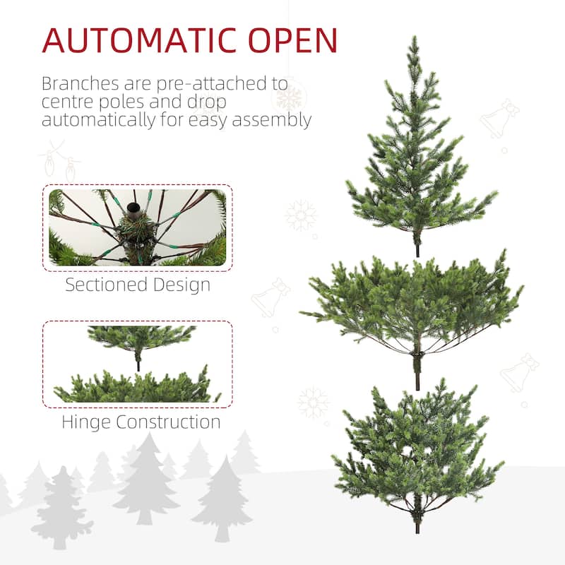 6ft Artificial Christmas Tree, Sparse Realistic Cedar Tree with 1933 Tips, Easy Assembly, Hinged Xmas Tree - Green