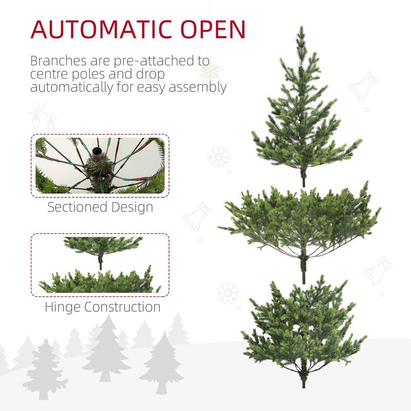 6ft Realistic Cedar Christmas Tree with 1933 Tips, Quick Setup Hinged Design, Stable Steel Base for Holiday Decoration