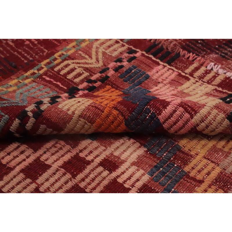 Hand Woven Oriental 100% Wool Carpet Southwestern Tribal Multi-Colored Kilim Area Rug - 9' 3'' X 5' 11''