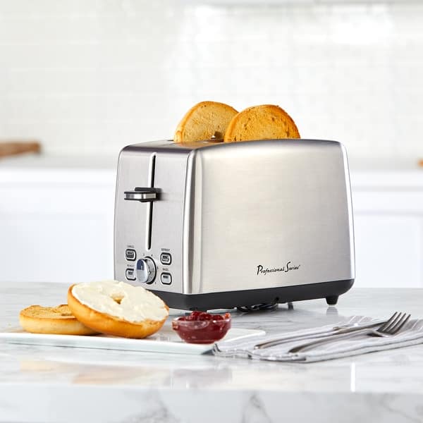 slide 1 of 8, Professional Series 2-Slice Toaster Wide Slot Stainless Steel