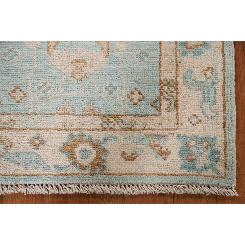 Hand Knotted Oriental 100% Wool Carpet Transitional Geometric Navy Blue & Blues Oushak Area Rug - 2' 9'' X 2' 0''