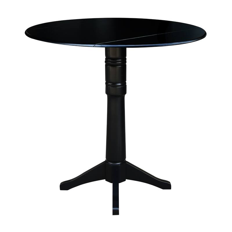 Round Dual Drop Leaf 42" Pedestal Table - Black