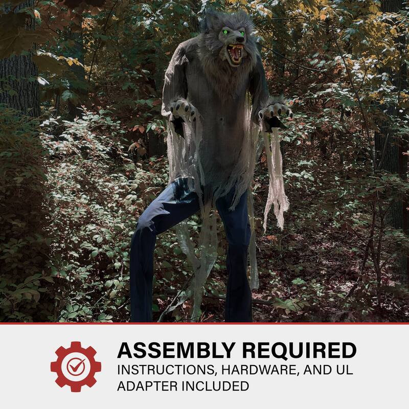 Haunted Hill Farm 7-Ft. Tall Farkas the Towering Werewolf, Premium Halloween Animatronic, Plug-In