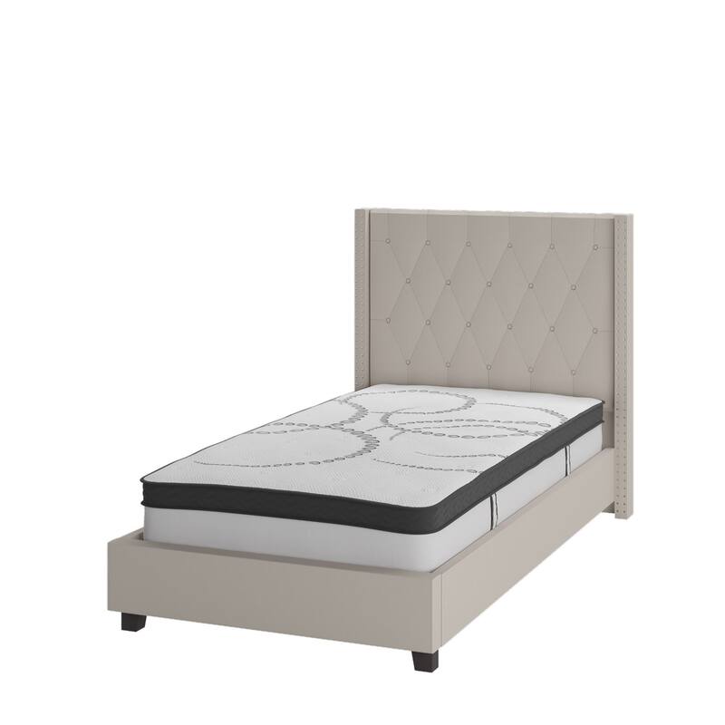 Tufted Platform Bed with 10 Inch Pocket Spring Mattress