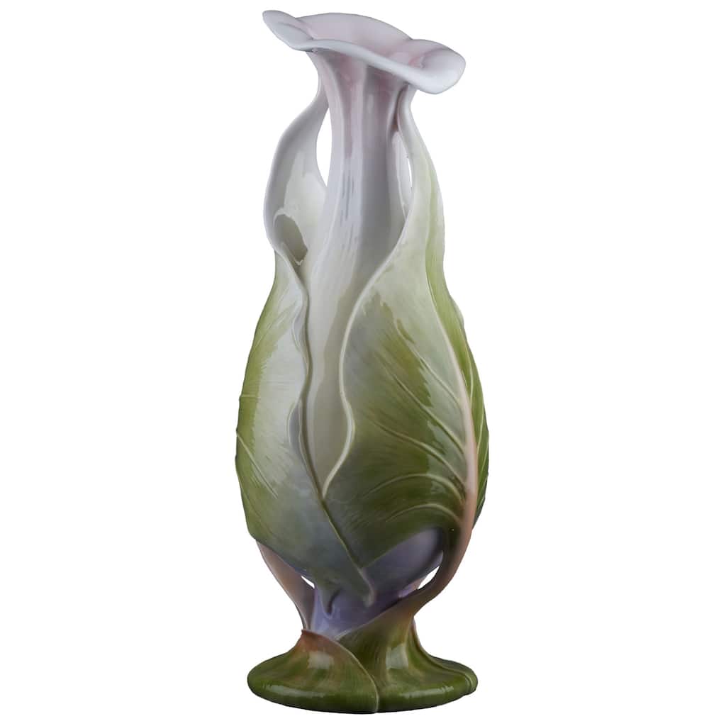 Charis 13.78" height Dual Wrapping Lotus Leaves Vase bronze Fine Porcelain