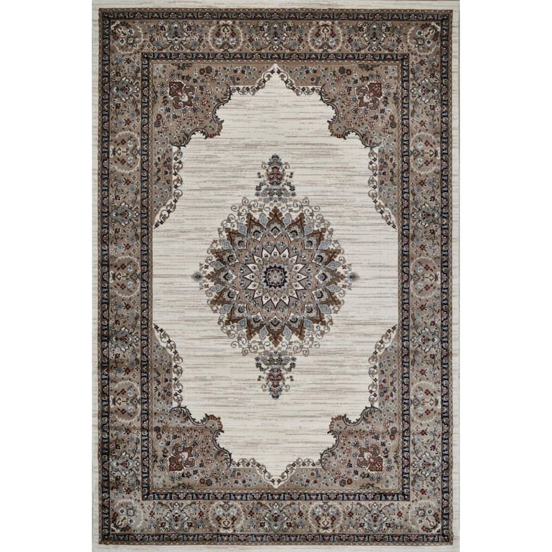 Master Collection Medallion Transitional Area Rug - Cream - 7' x 10'