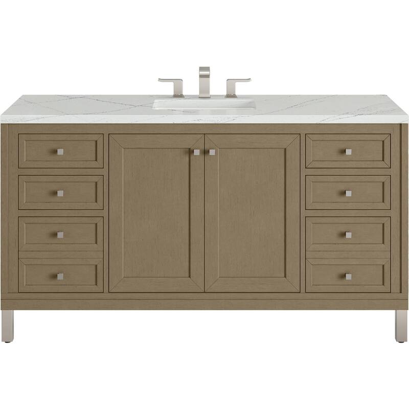 James Martin Vanities 503-V60S-3ENC Chicago 60" Free Standing Single - Walnut Whisper