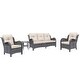 preview thumbnail 54 of 57, 4 Piece Outdoor High Back Wicker Patio Conversation Furniture Sets