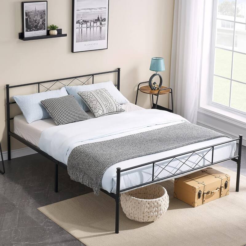 VECELO Modern Premium Metal Platform Bed Frames, Twin/Full/Queen Size Bed, Student apartment Beds