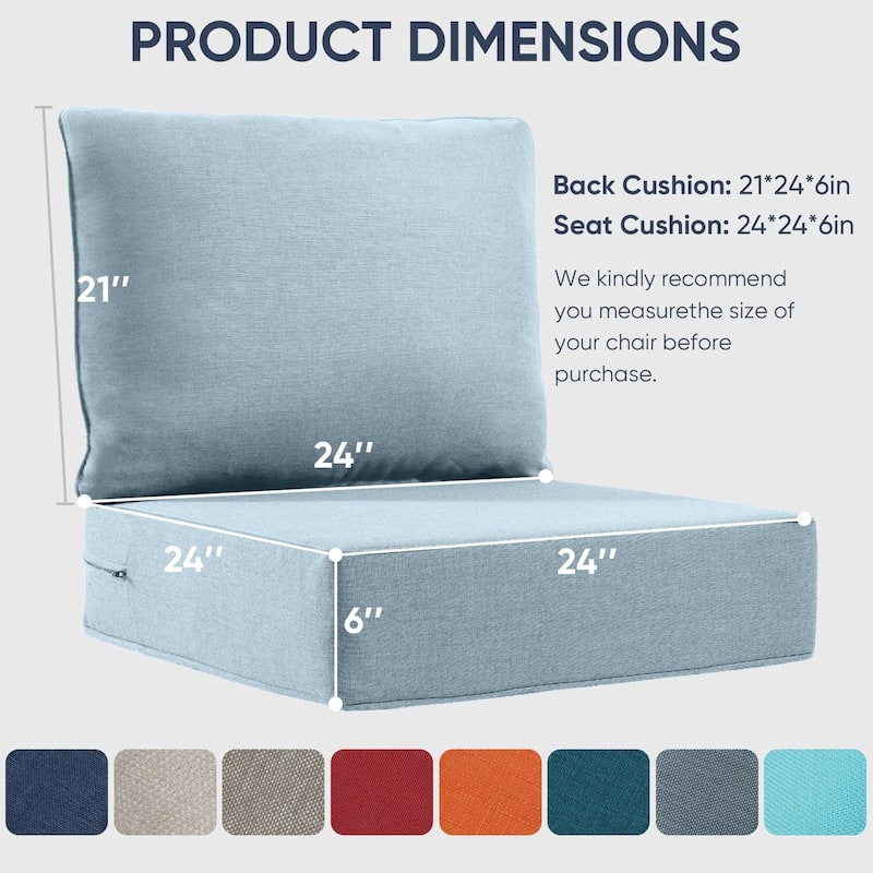 Outdoor Deep Seat Cushion Set 24 x 24 x 6 Inch