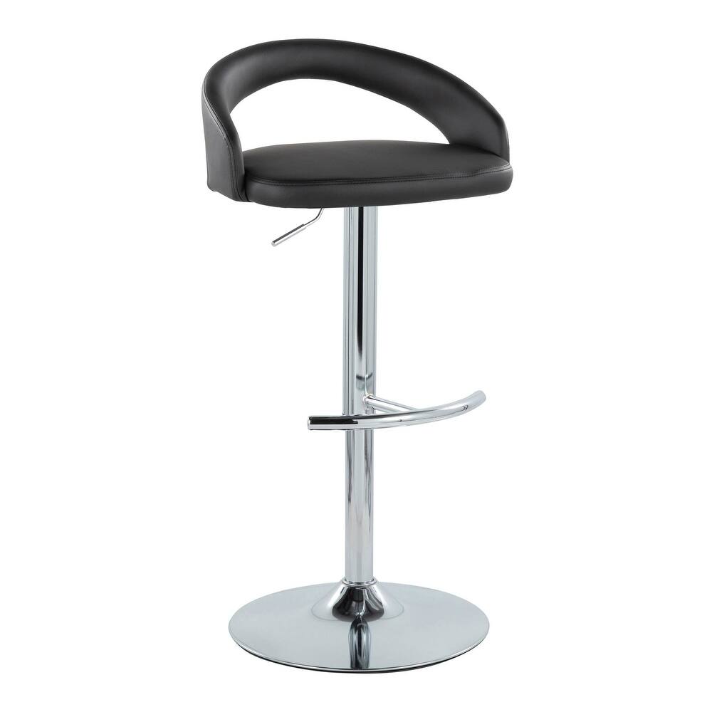 Grotto Upholstered Adjustable Barstool with Chrome Base