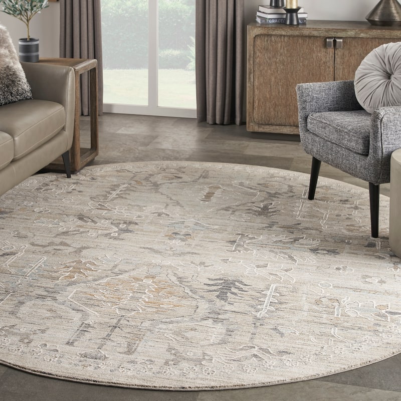 Nourison Nyle Vintage Persian Boho Area Rug - 7'10" x round - Ivory Taupe - Round