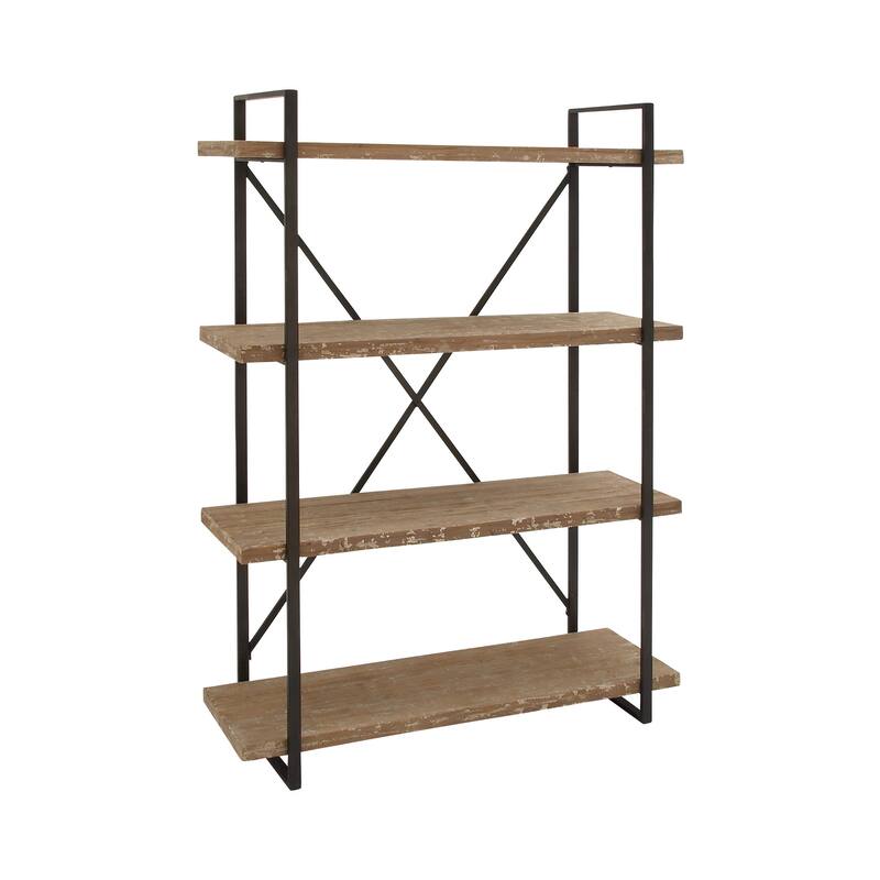 Brown Wood 4 Shelves Shelving Unit