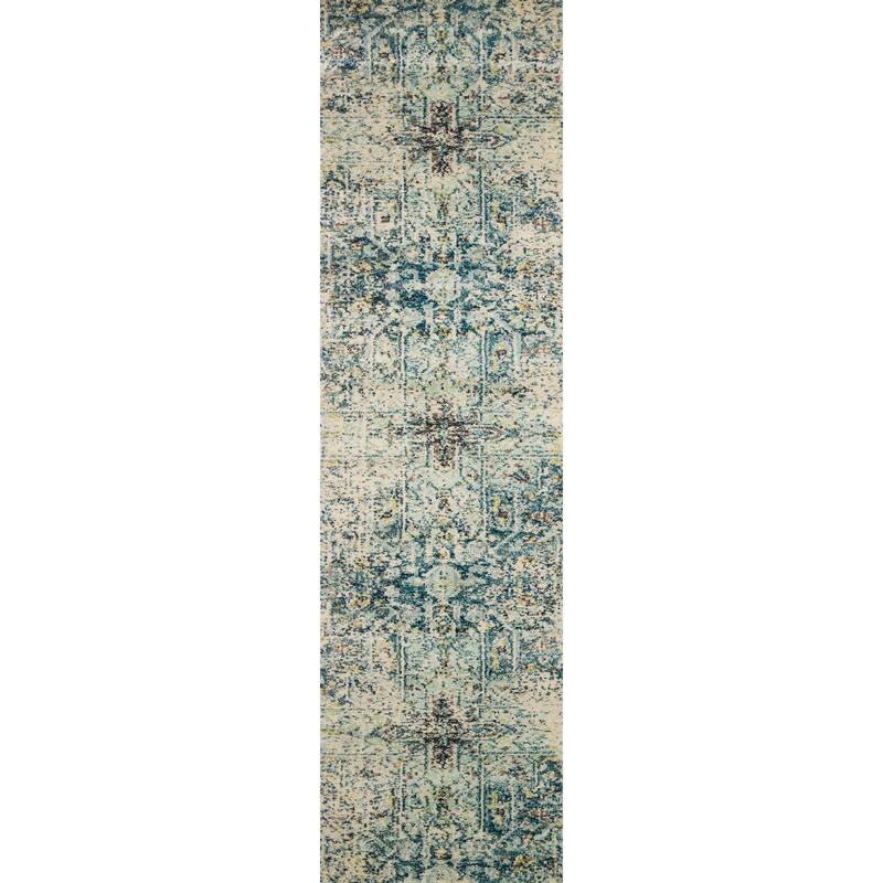 Alexander Home Vintage Boho Distressed Medallion Print Area Rug - 2'2" x 12' - Aqua/Navy