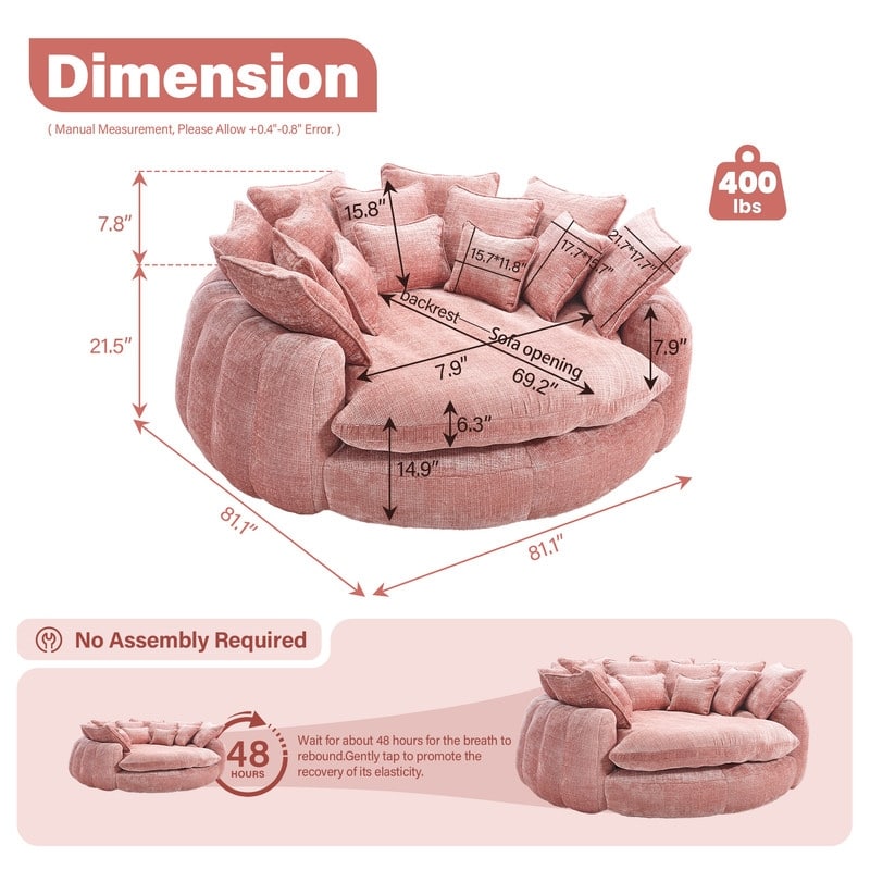 Rossetta Comfortable High Back Decorative Oversized Sofa Bed with Armrests