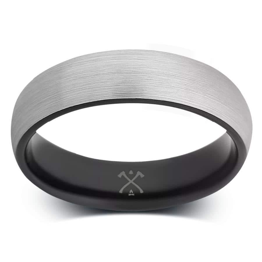 Manly Bands THE ROCKSTAR Tungsten Black Plated 6mm Satin Band