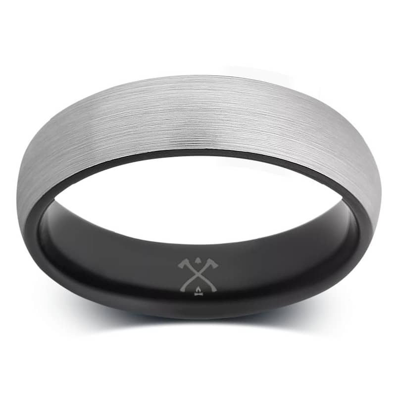 Manly Bands THE ROCKSTAR Tungsten Black Plated 6mm Satin Band