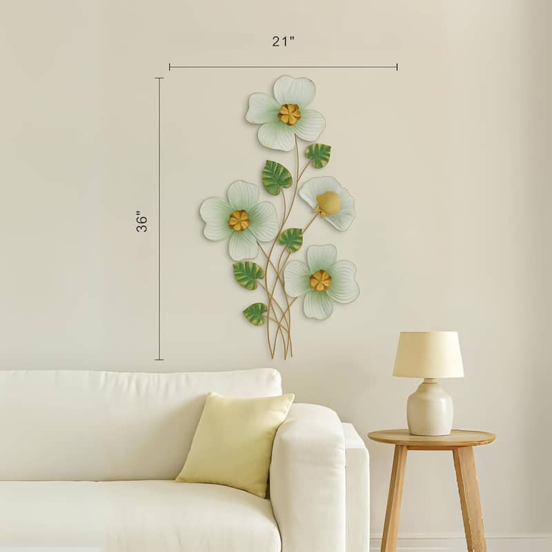 3D Daffodil Wall Art Vertical Floral Metal Sculpture Accent 36"x20"