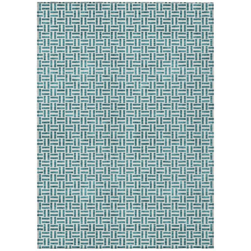 HomeRoots Geometric Transitional Rectangle Outdoor Rug