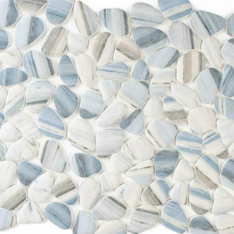 Huron Rock 12x12 Matte Glass Pebble Mosaic Tile - Floor, Wall, Backsplash
